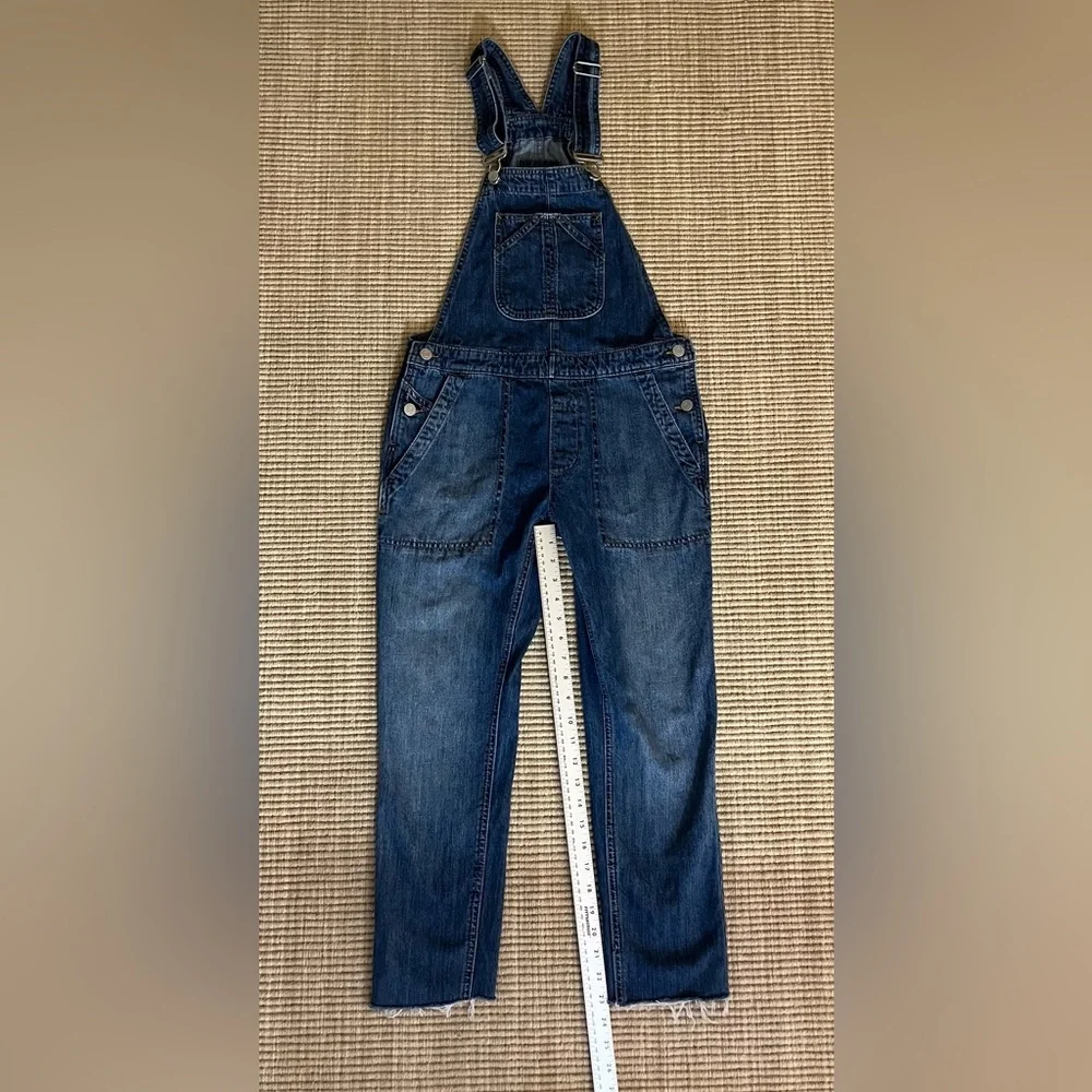 Gap for Good Relaxed Denim Overalls Medium Indigo Wash Raw Hem -  XXS - EUC - Picture 4 of 8